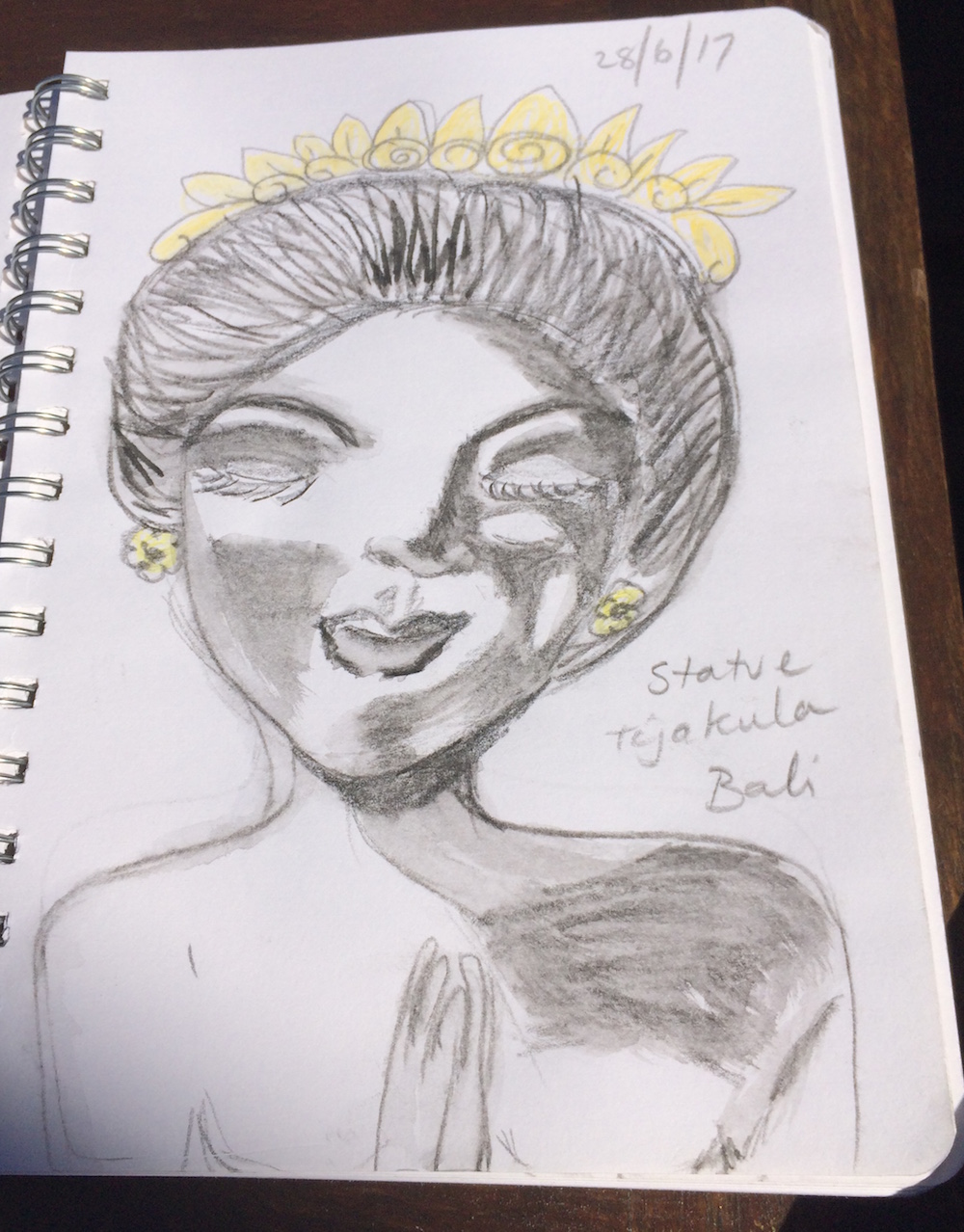 Drawing tejakula woman from statue